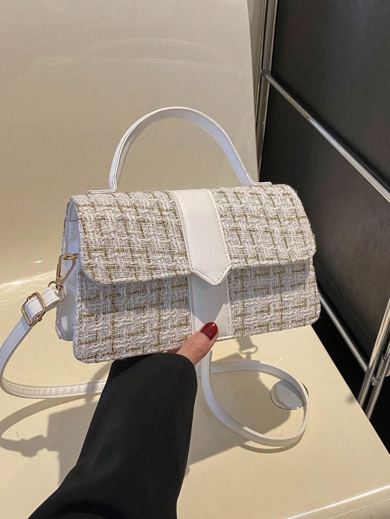 Plaid Pattern Square Bag Small Flap