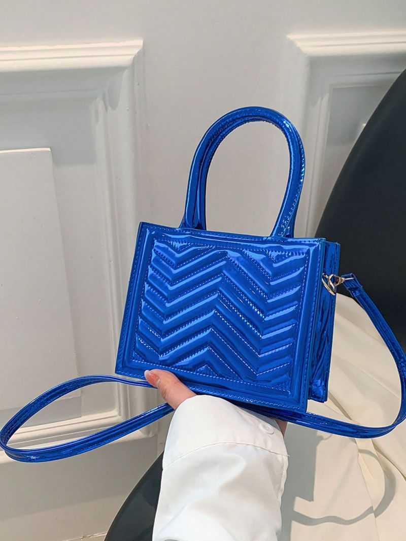 Mini Square Bag Chevron Quilted Double Handle