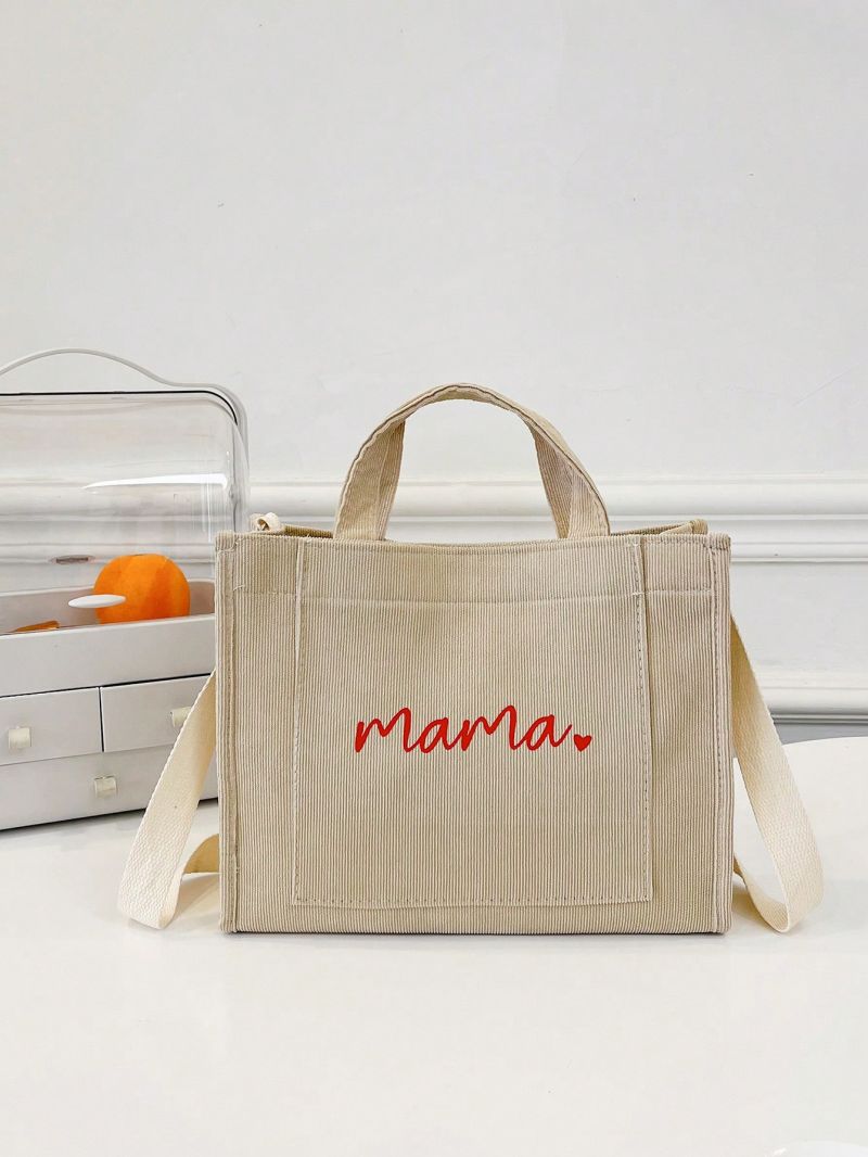 Small Shopper Bag Letter & Heart Graphic, Mothers Day Gift For Mom