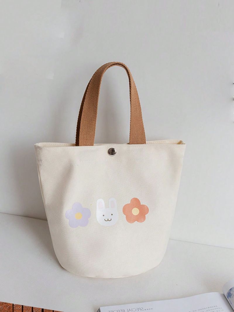 Mini Bucket Bag Cartoon & Floral Graphic