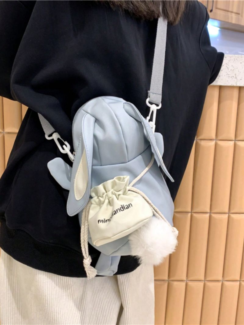 Mini Novelty Bag Cartoon Design Pom Pom Decor Nylon