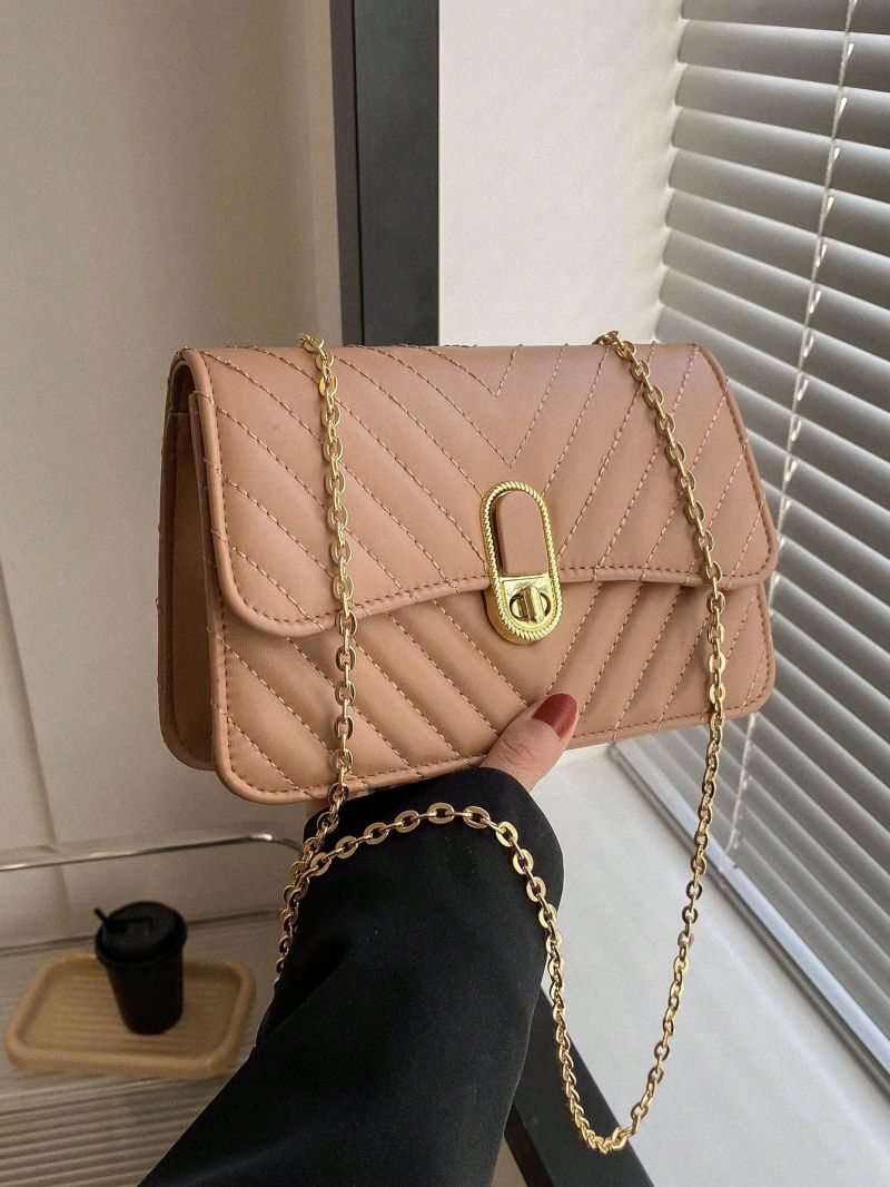 PU Square Bag Stitch Detail Flap