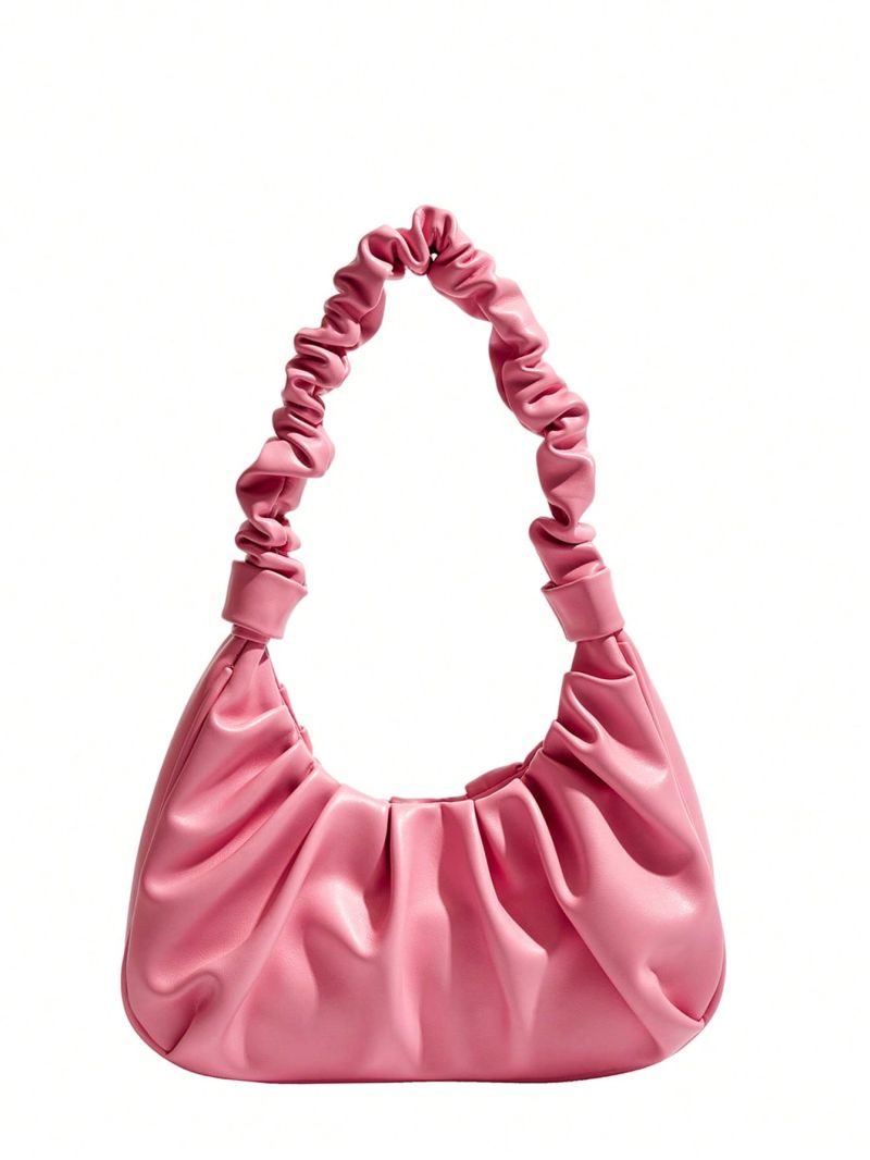 Plain Ruched Bag PU Minimalist Style