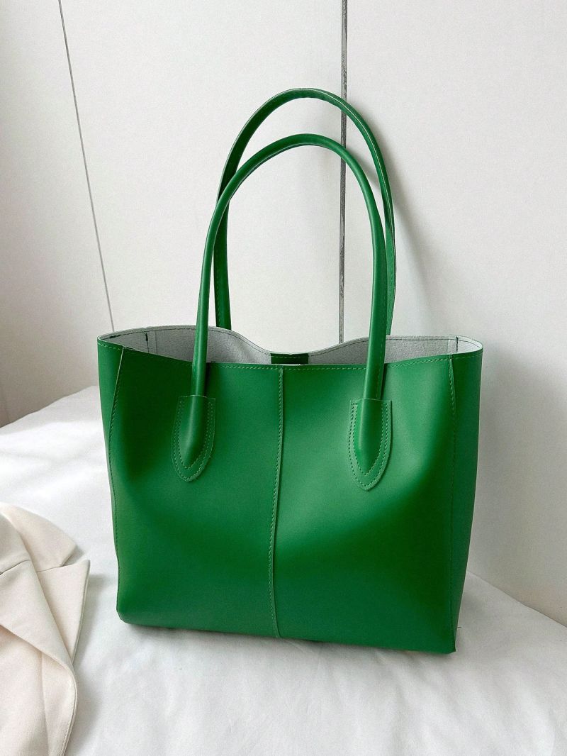 Small Shoulder Tote Bag Minimalist Green