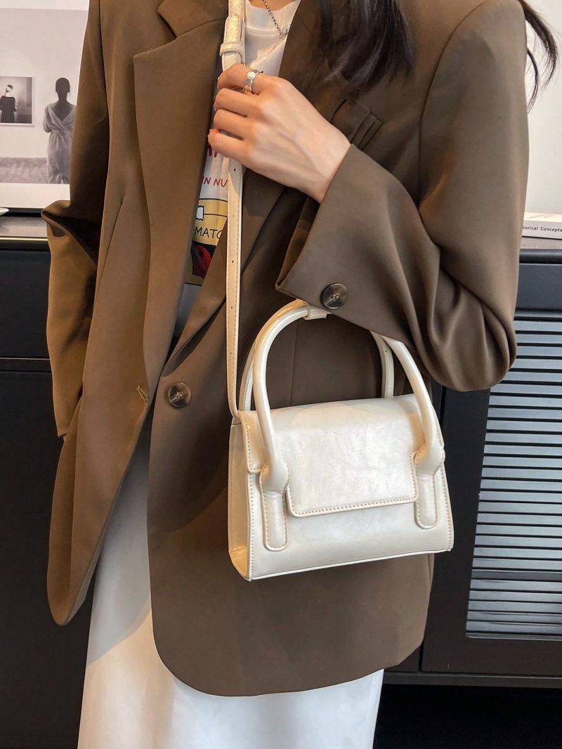 Minimalist Square Bag Mini Double Handle Beige