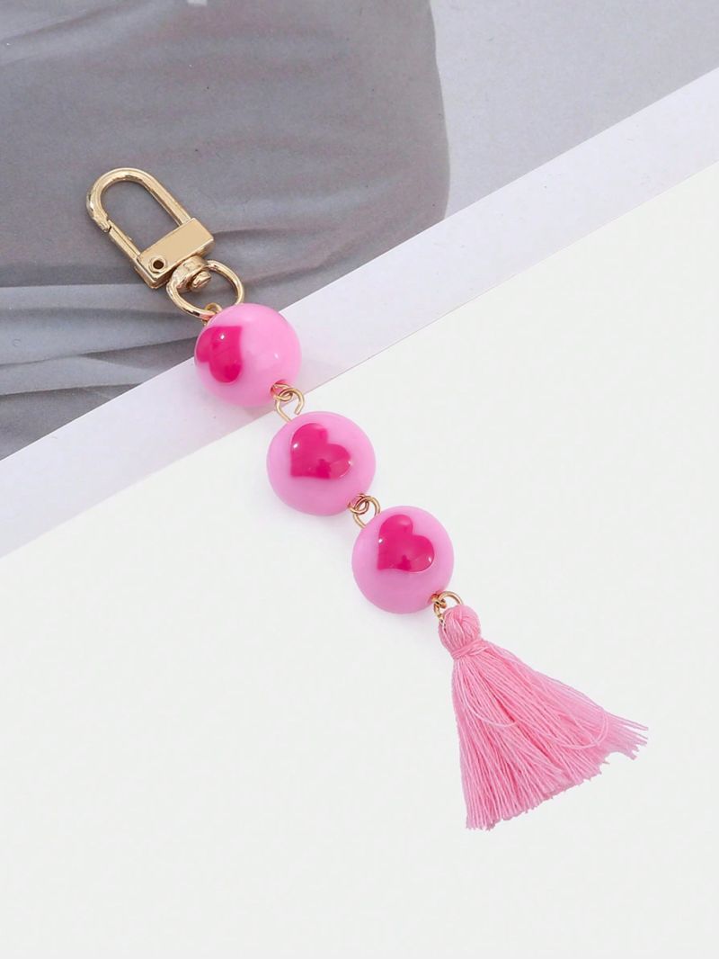 Heart Detail Tassel Decor Bag Charm