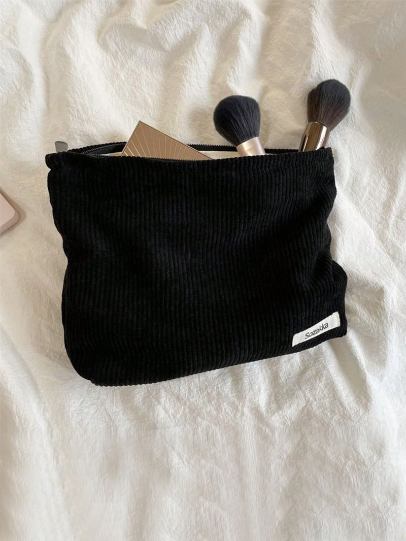 Letter Patch Decor Square Bag Black Polyester