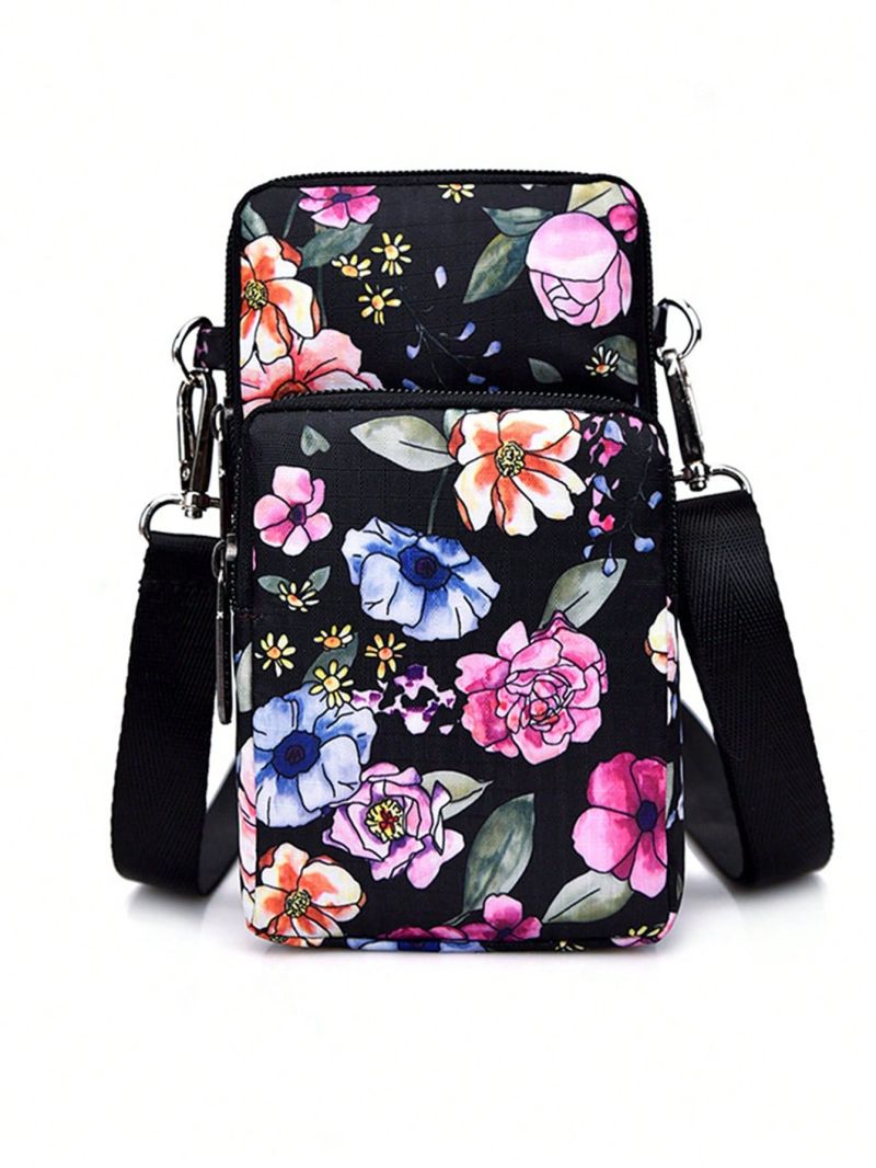 Multi-Function Mobile Phone Bag Three Zipper Pockets Coin Purse Key Case Crossbody Sports Bag