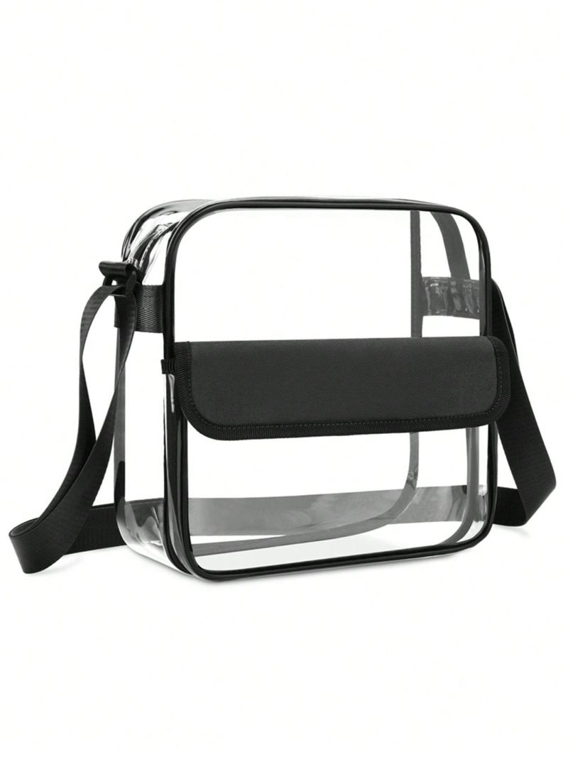 PVC Clear Bag Cross Transparent Body Bag Waterproof See Through Zippered Tote Bag For Travel Concert