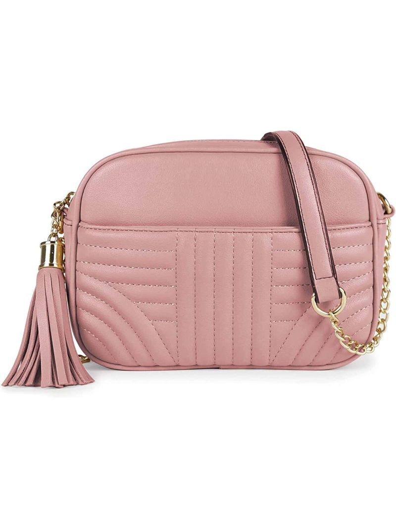 Quilted Crossbody Bags for Women - Stylish Camera Bag with Tassel - Lightweight Medium Size Shoulder Purse