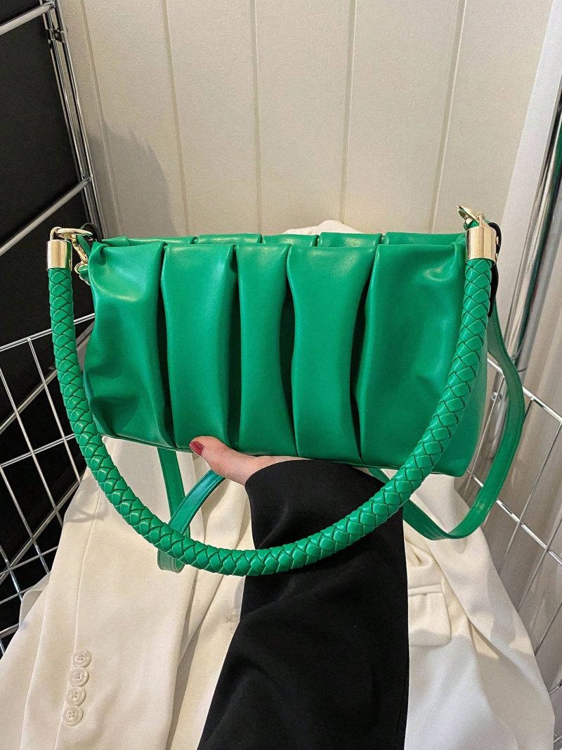 Medium Ruched Bag Solid Color Fashion Style