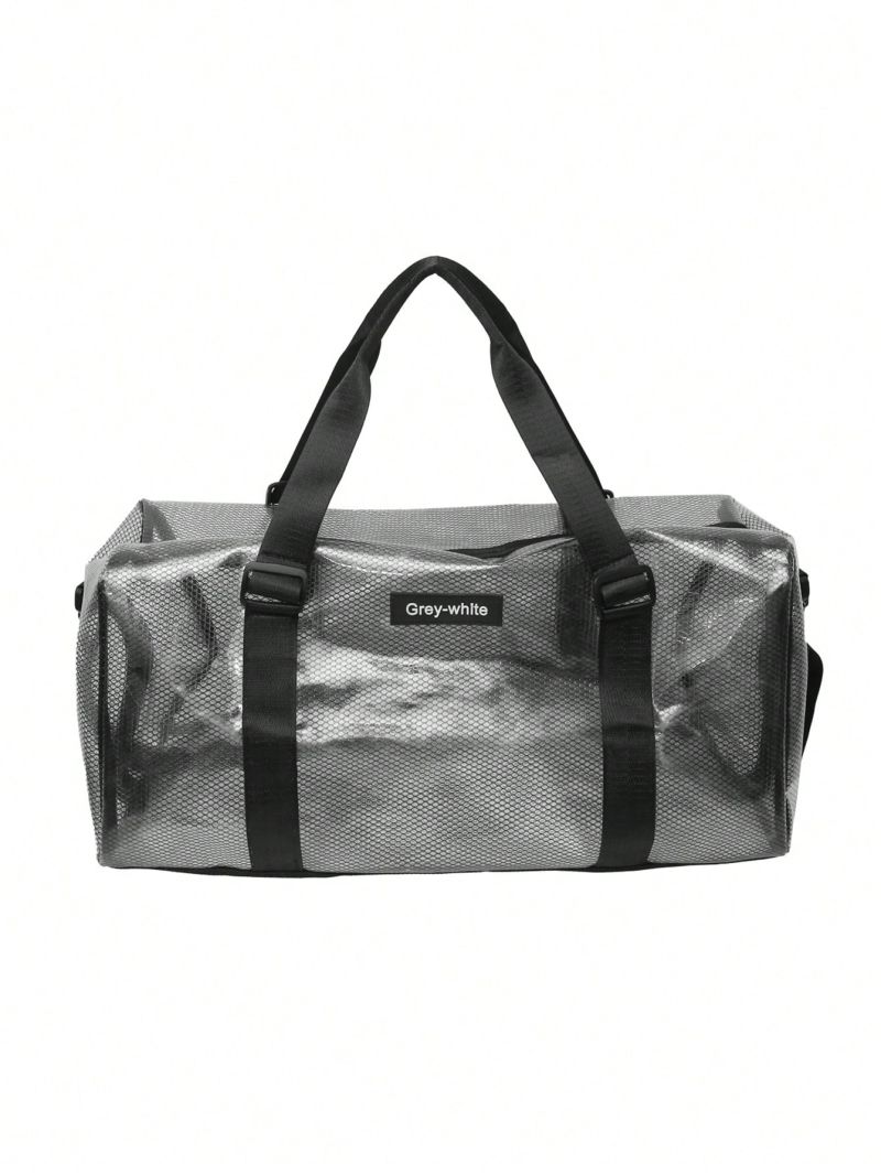 Letter Patch Decor Travel Bag Double Handle Clear Design PVC