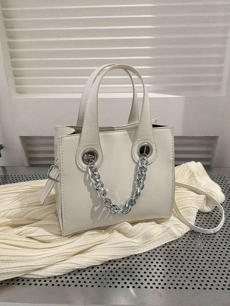 Mini Square Bag Chain Decor Grommet Eyelet Detail