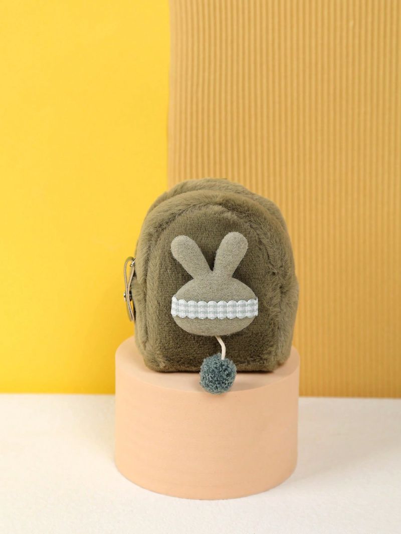 Cute Rabbit Coin Purse Soft Mini Cartoon Coin Purse Data Line Bag  Durable Plush Coin Purse