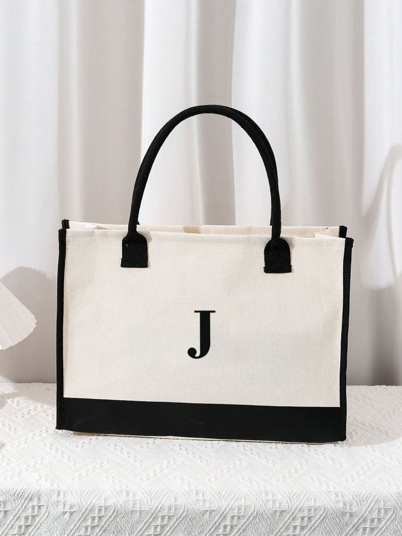 Letter Graphic Shoulder Tote Bag Large Capacity