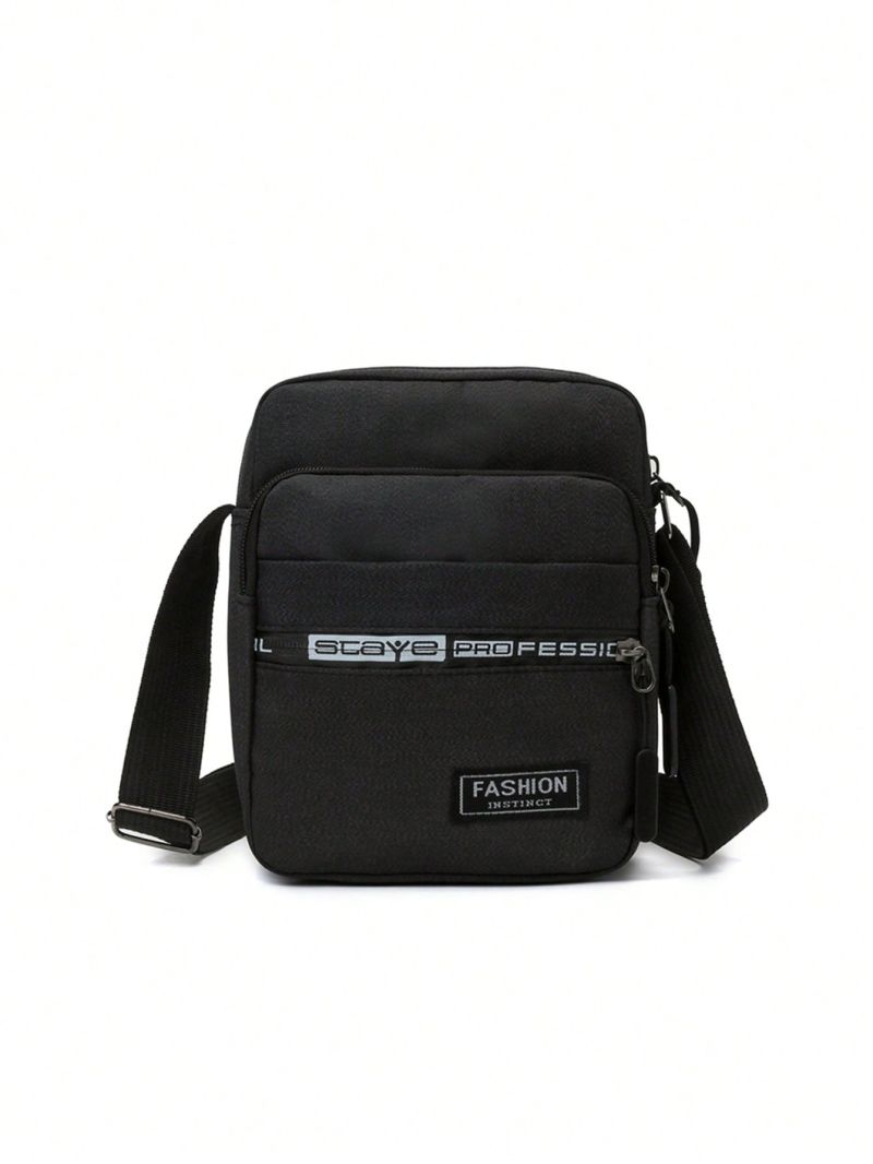 Letter Patch Decor Square Bag Mini Black