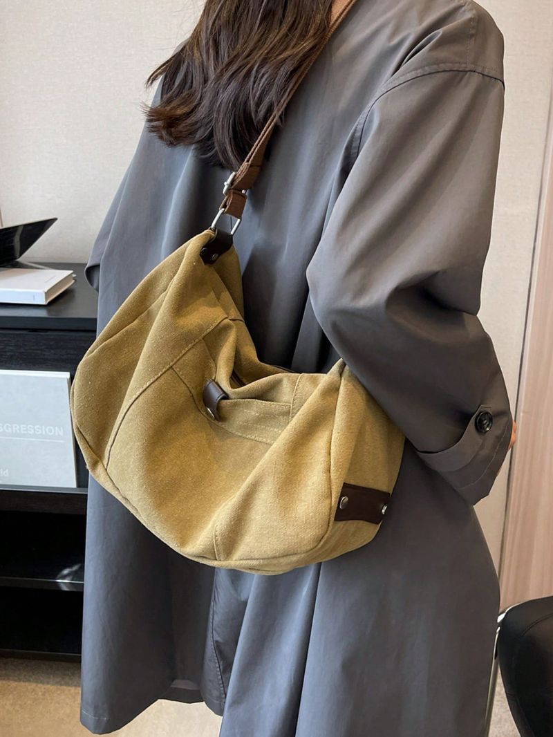 Large Capacity Hobo Bag Casual Style Patch Decor