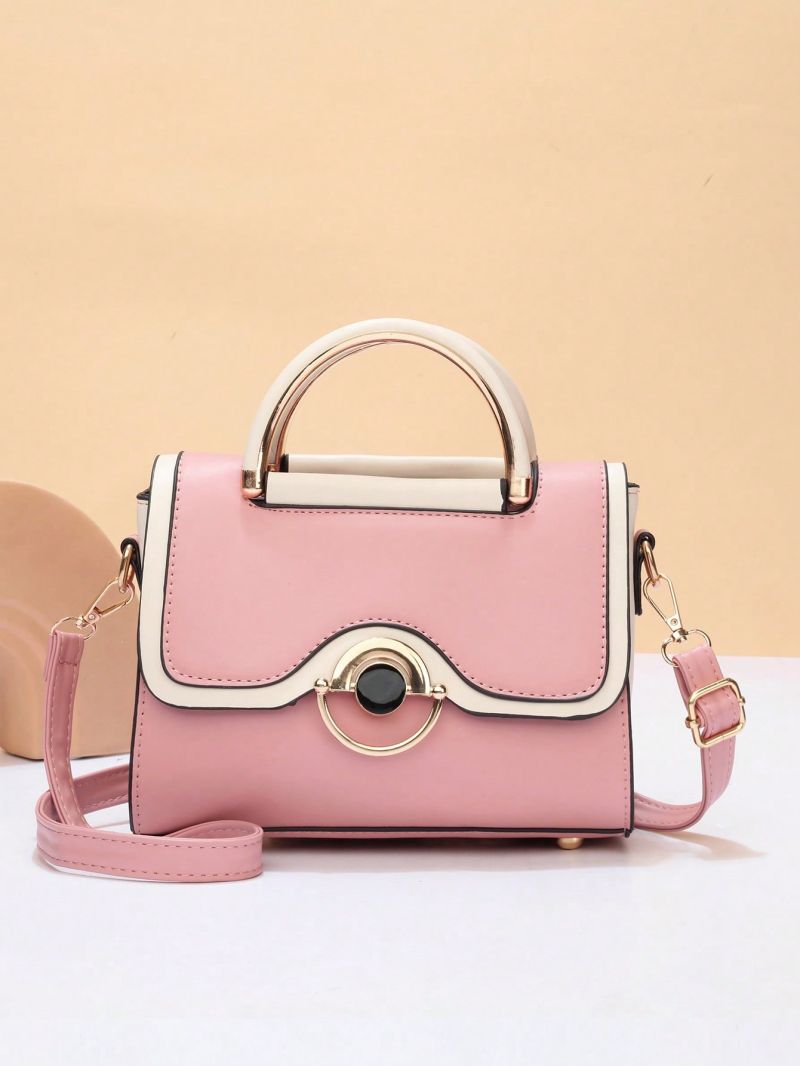 Small Square Bag Colorblock Flap For Daily