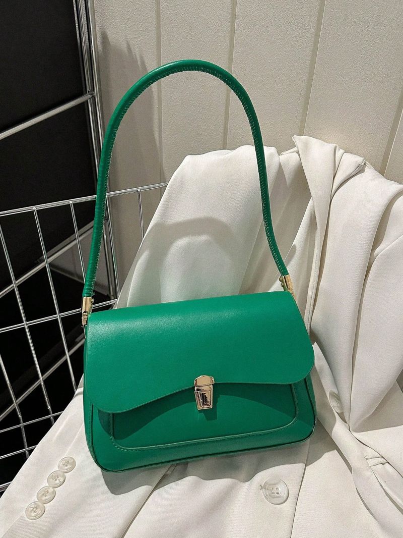 Small Square Bag Green Flap PU