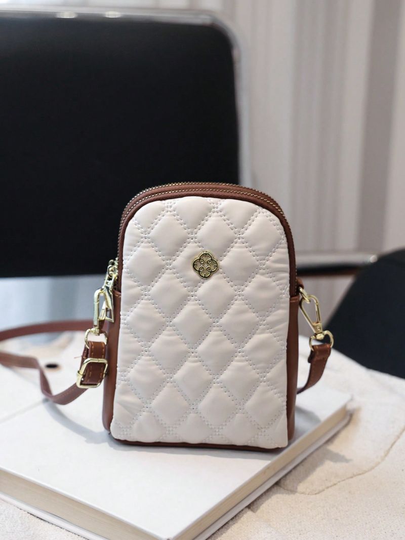 Mini Metal Decor Quilted Square Bag Zipper