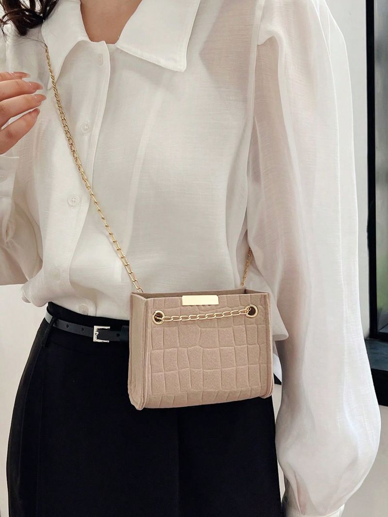 Mini Square Bag Embossed Detail Chain Strap