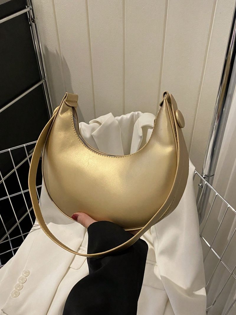 Small Hobo Bag Solid Color Zipper