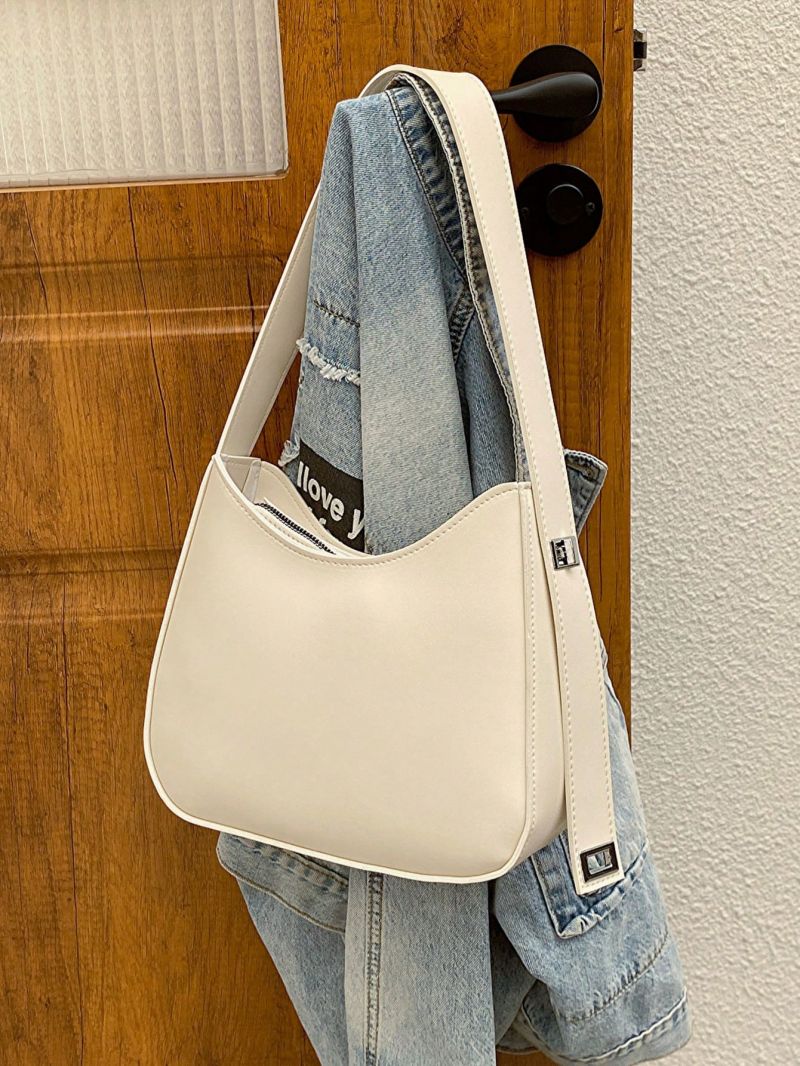 Beige Hobo Bag Minimalist Adjustable Strap PU