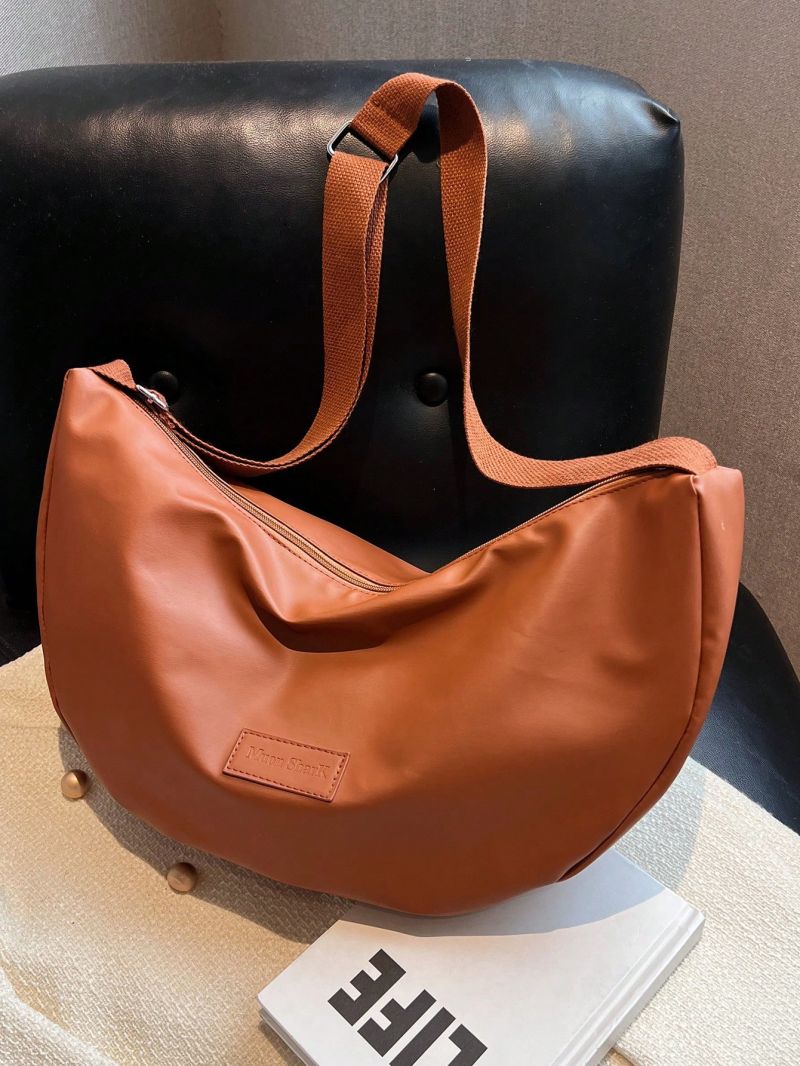 Oversized Hobo Bag Letter Patch Decor Fashion Style