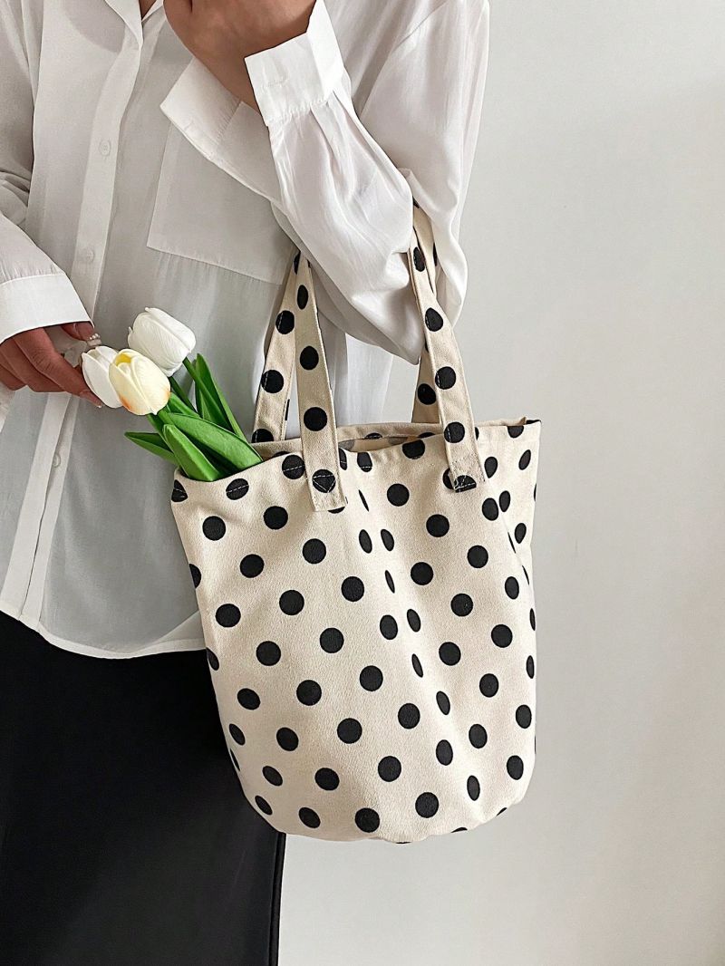 Medium Shopper Bag Polka Dot Pattern Colorblock Preppy
