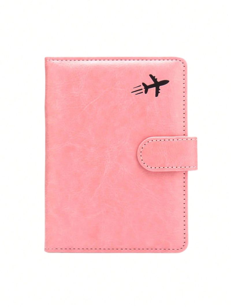 Airplane Pattern Baby Pink Passport Case For Travel