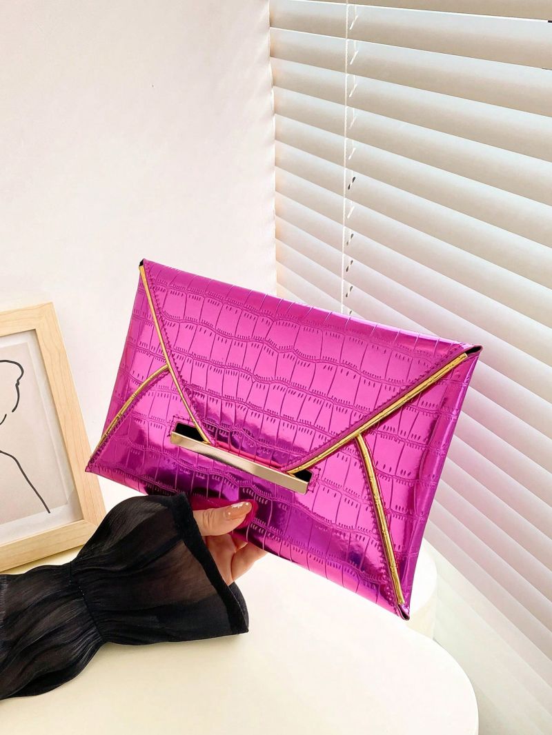Medium Envelope Bag Crocodile Embossed Metallic Funky