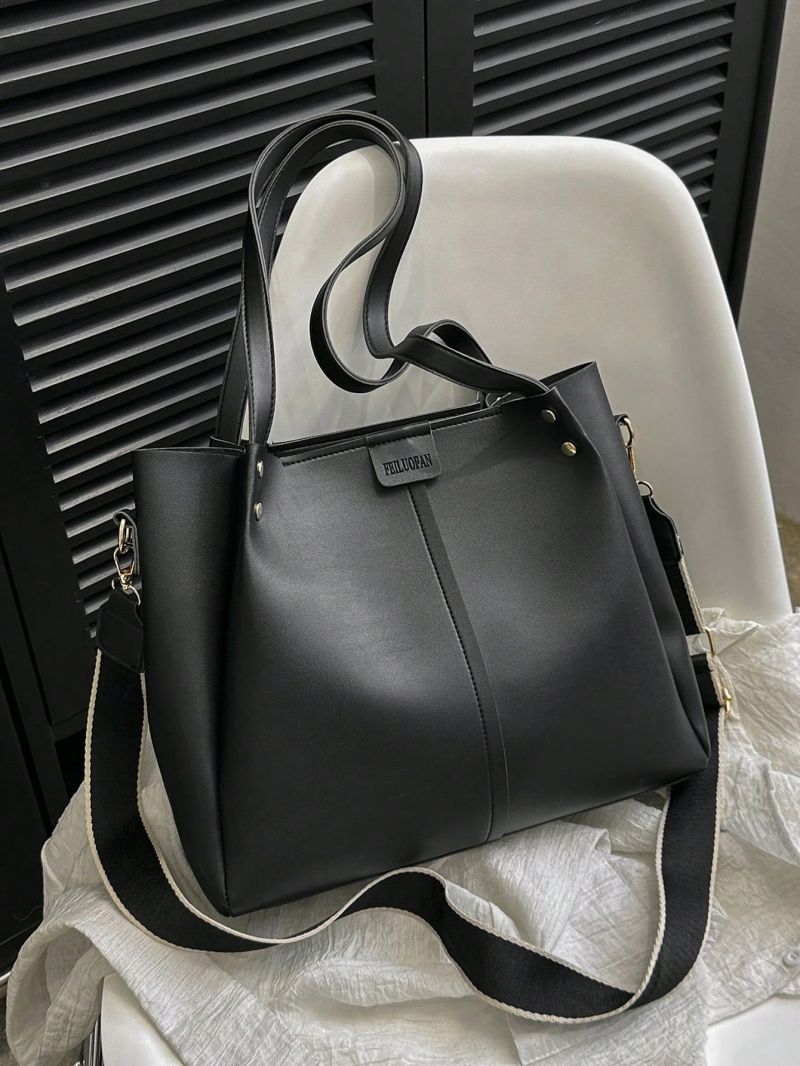 Fashionable Casual Large-Capacity Lady Handbag With Shoulder Rest Black