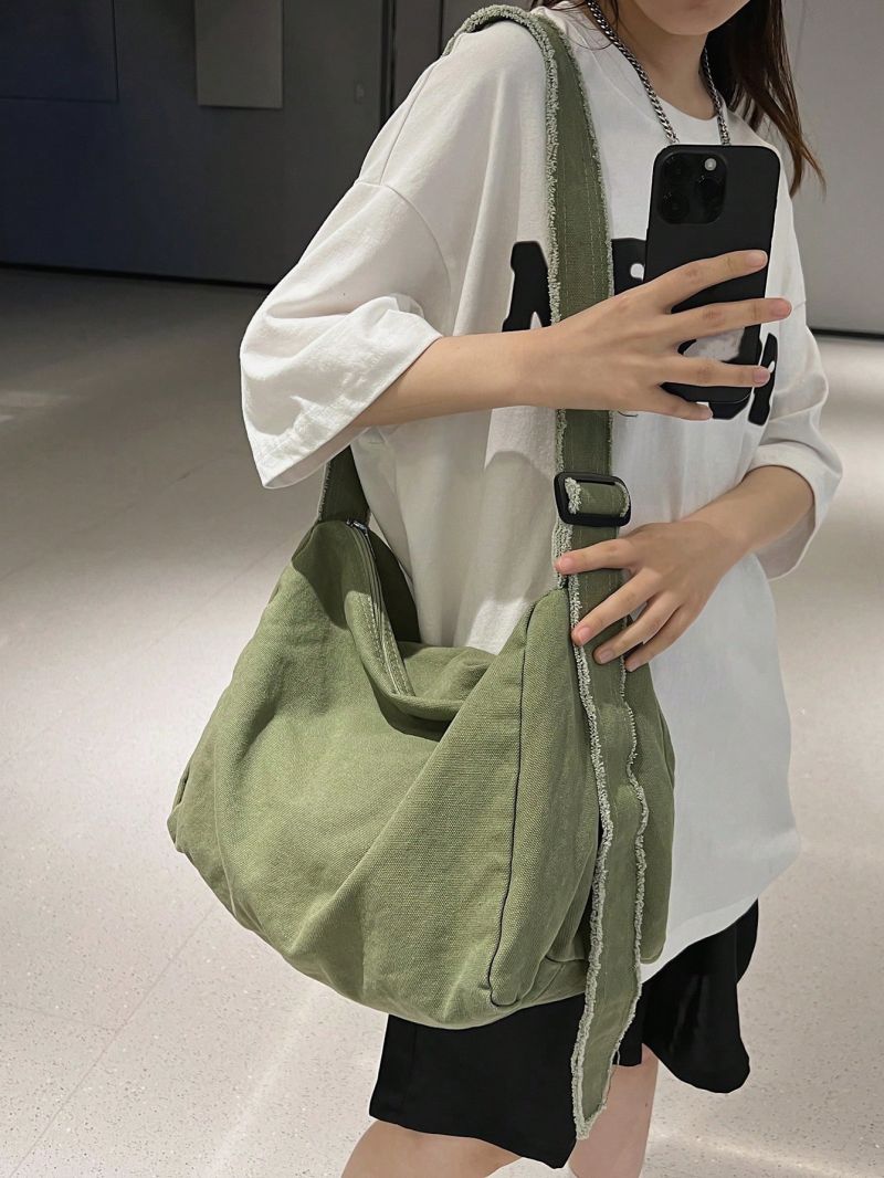 Large Hobo Bag Minimalist With Zipper Adjustable Strap