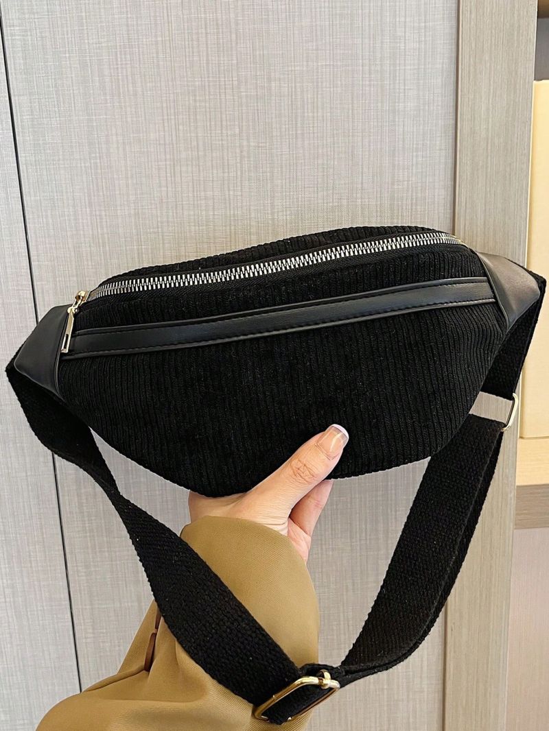 Polyester Fanny Pack Zipper Adjustable Strap White Minimalist