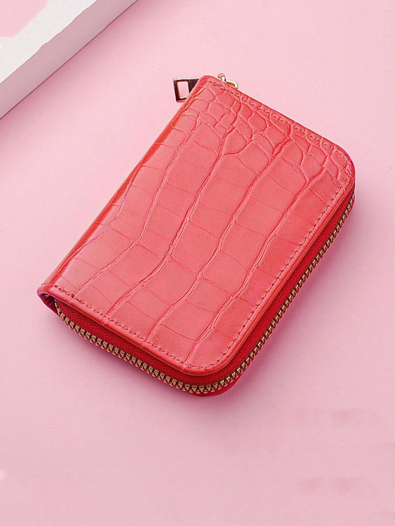 Crocodile Embossed Multiple Card Slot PU Zipper