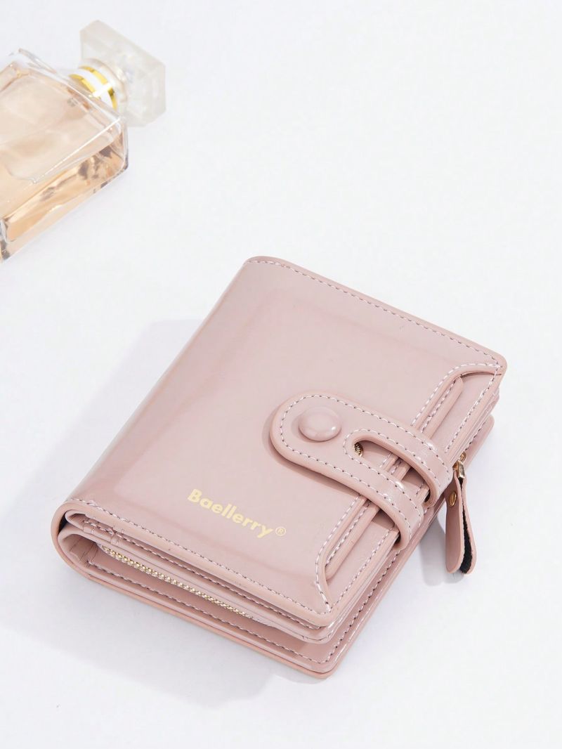 Letter Graphic Small Wallet Snap Button Pink