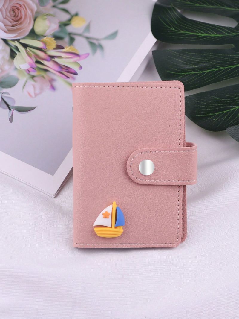 Boat Decor Card Holder Snap Button Pink