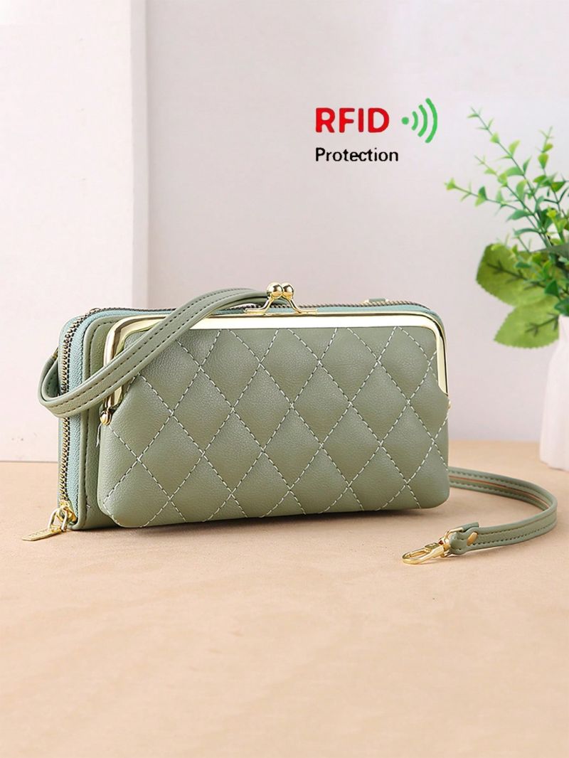 Women's Small Crossbody Wallet, Multi Zipper Metal Decor Shoulder Bag For Phone, Portable Hand Bag