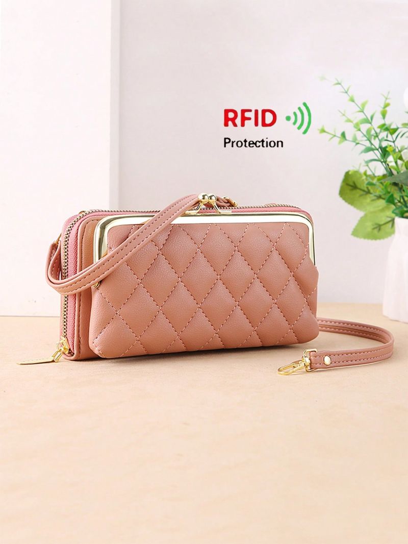 Women's Small Crossbody Wallet, Multi Zipper Metal Decor Shoulder Bag For Phone, Portable Hand Bag