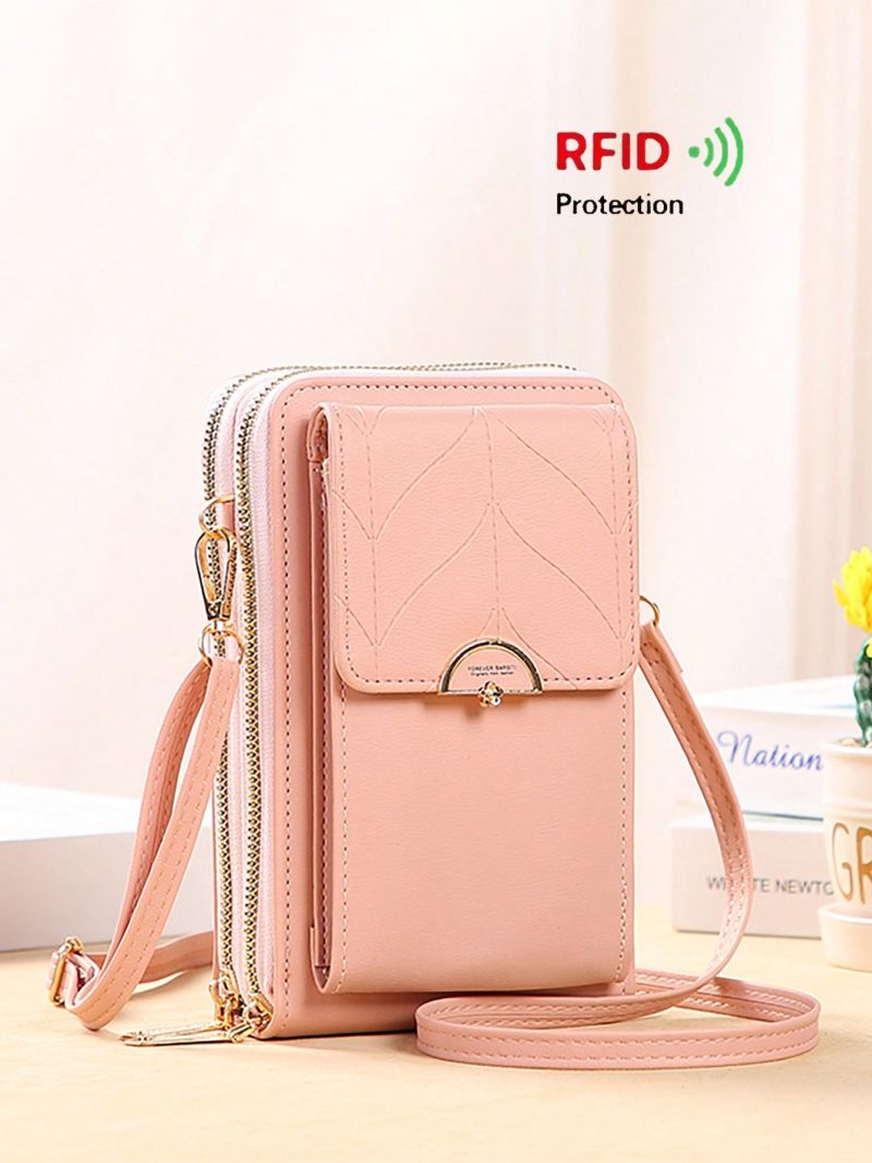 Women's Small Crossbody Wallet, Multi Zipper Metal Decor Shoulder Bag For Phone, Portable Hand Bag