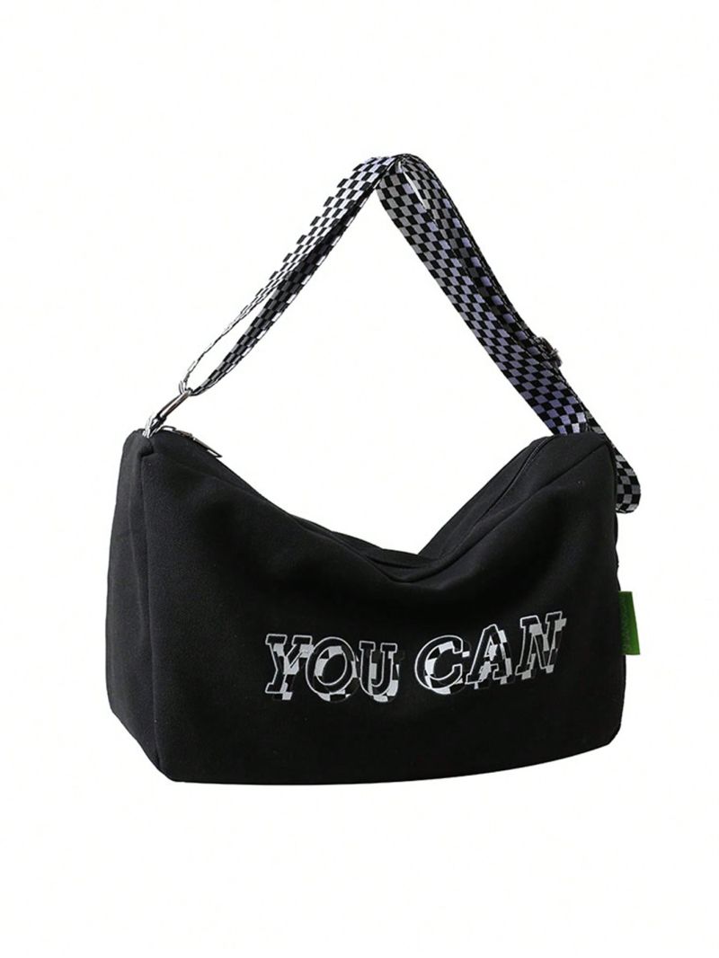 Letter Print Bucket Bag Green Large Capacity For Daily