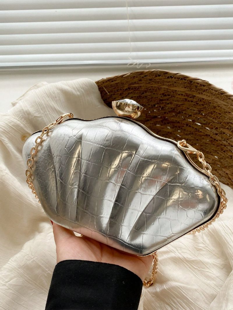 Mini Dome Bag Crocodile Embossed Metallic PU Funky