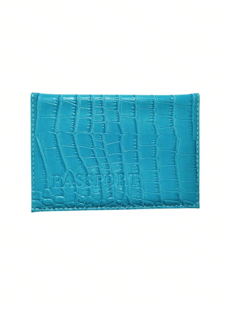 Crocodile Embossed Passport Case Letter Detail PU