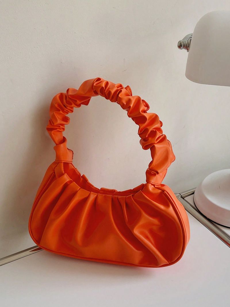Medium Ruched Bag Neon Orange Funky Style