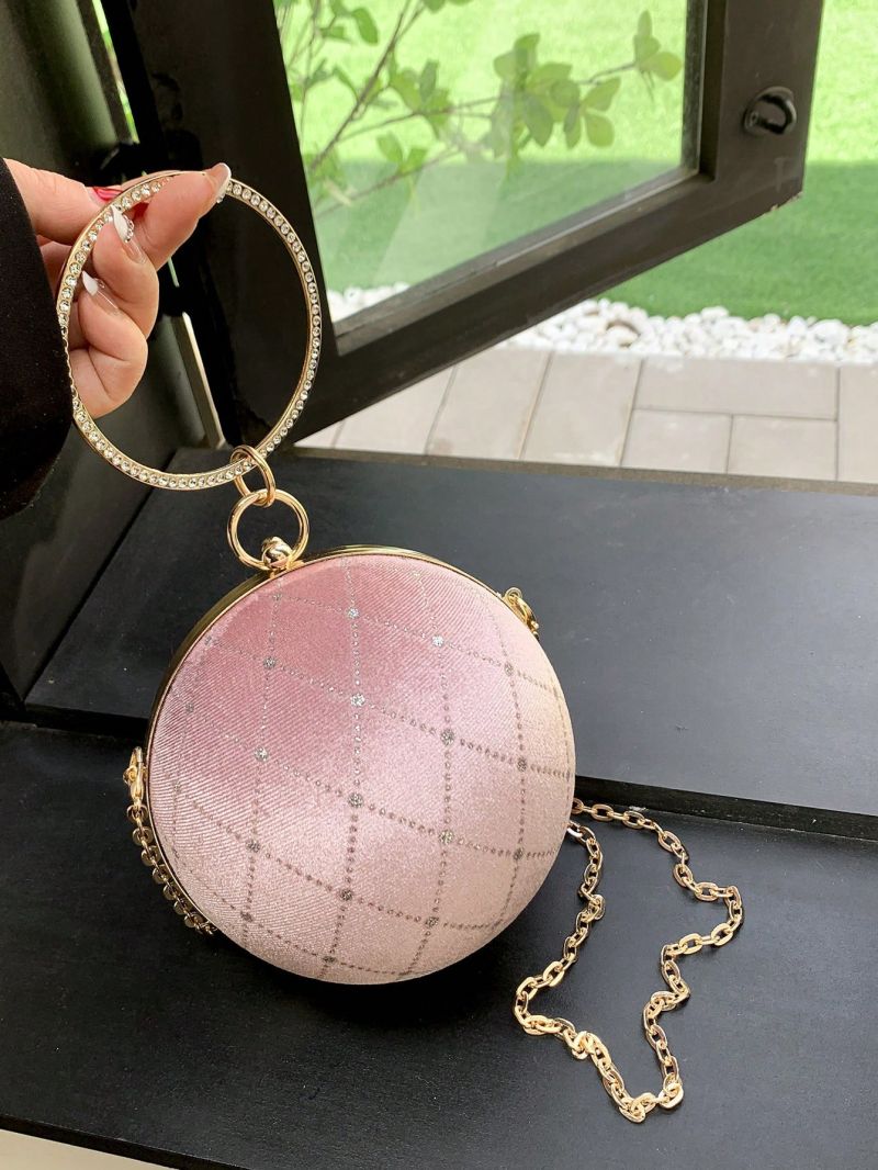 Fashionable Sparkling Ring Handbag Round Ball Personalized Women's Bag