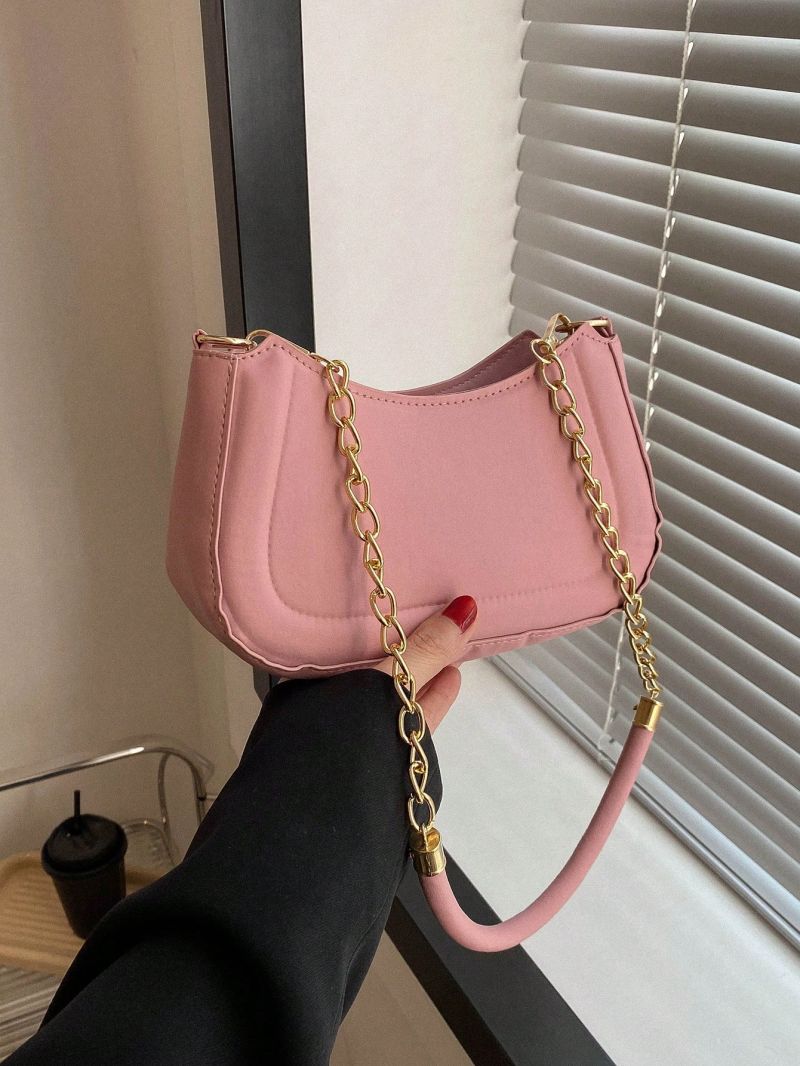 Small Hobo Bag Baby Pink Fashionable Chain Strap