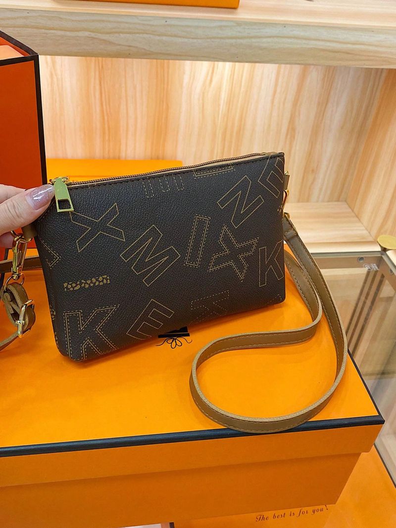 Mini Letter Print Square Bag With Zipper