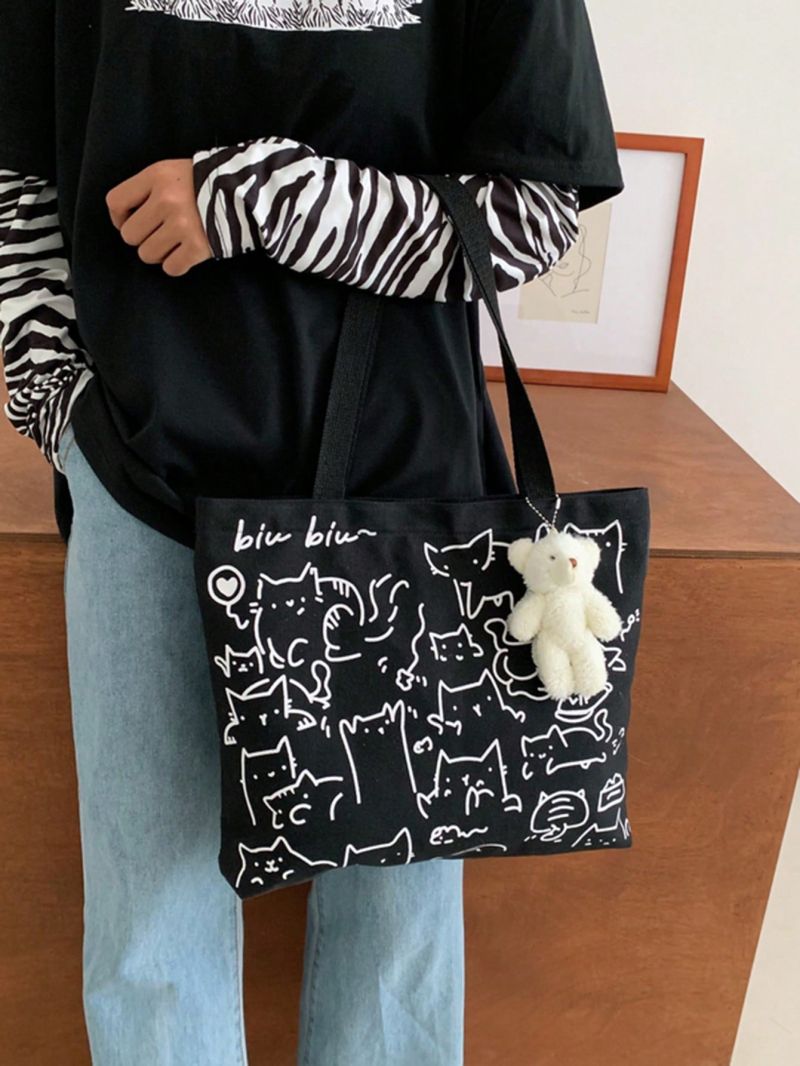 Small Shopper Bag Cartoon Graphic Preppy