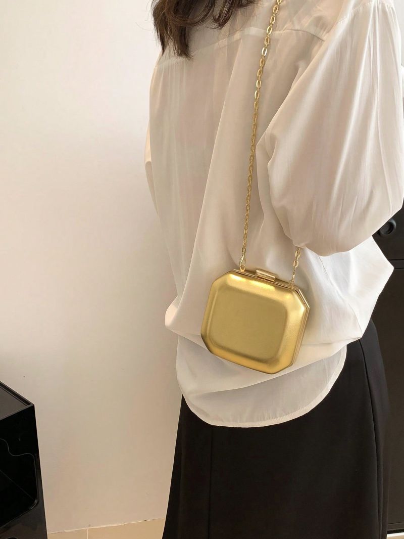 Mini Minimalist Box Bag Metallic Funky Chain Strap