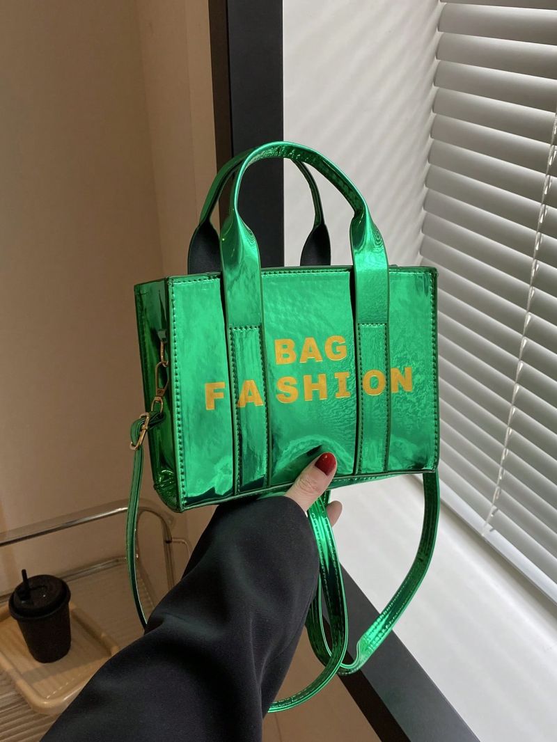 Mini Square Bag Letter Print Green Fashionable